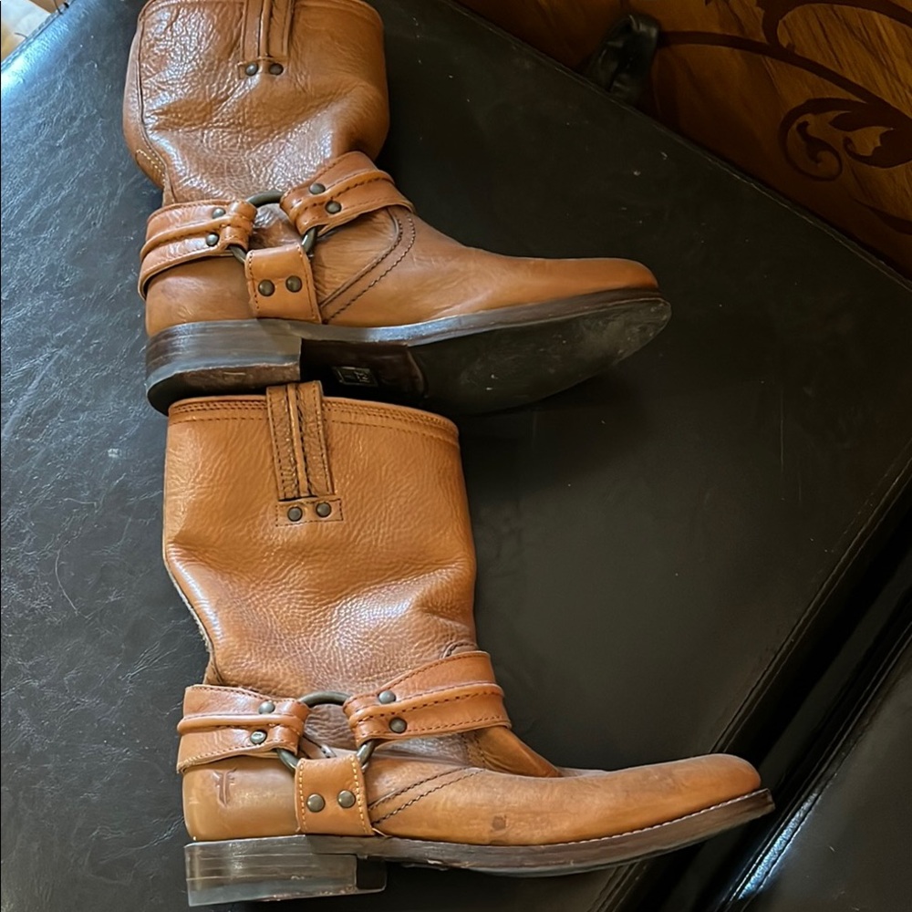 Frye moto boots.